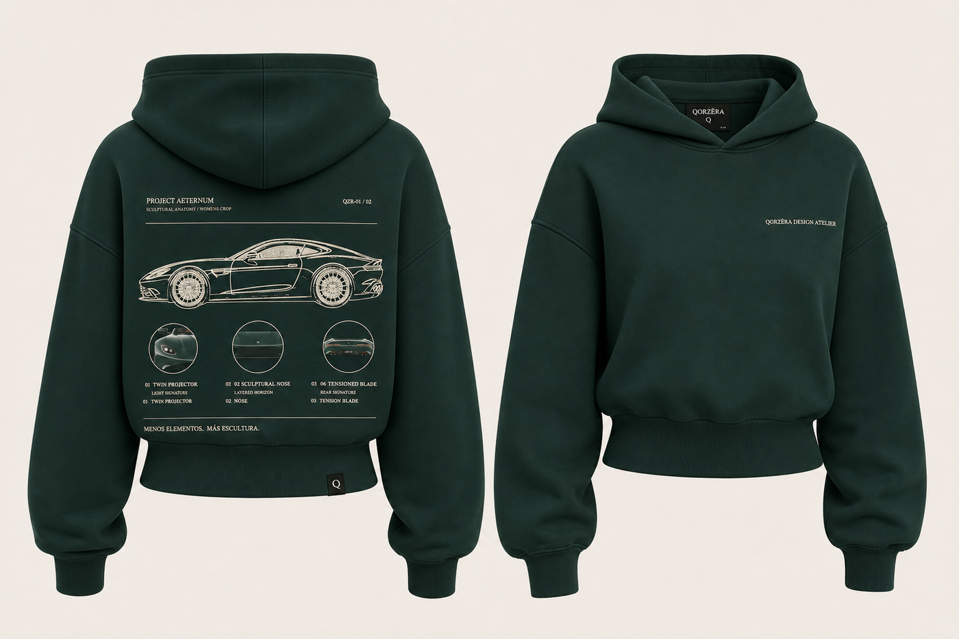 Sculptural Anatomy Crop Hoodie — Women
